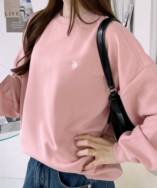 U.S. POLO ASSN.(ユーエスポロアッスン)の「【U.S. POLO ASSN. 】ダンボールニット 裾配色 リブ スウェット プルオーバー(スウェット・レディース・アイボリー/ネイビー/ピンク/杢グレー・L/M)」の12枚目の写真