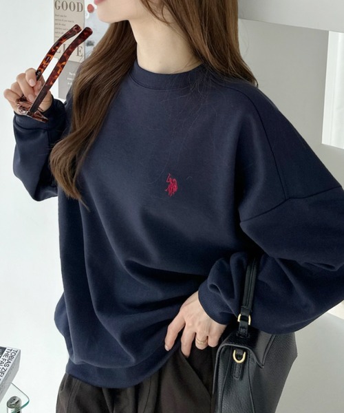 U.S. POLO ASSN.(ユーエスポロアッスン)の「【U.S. POLO ASSN. 】ダンボールニット 裾配色 リブ スウェット プルオーバー(スウェット・レディース・アイボリー/ネイビー/ピンク/杢グレー・L/M)」の7枚目の写真