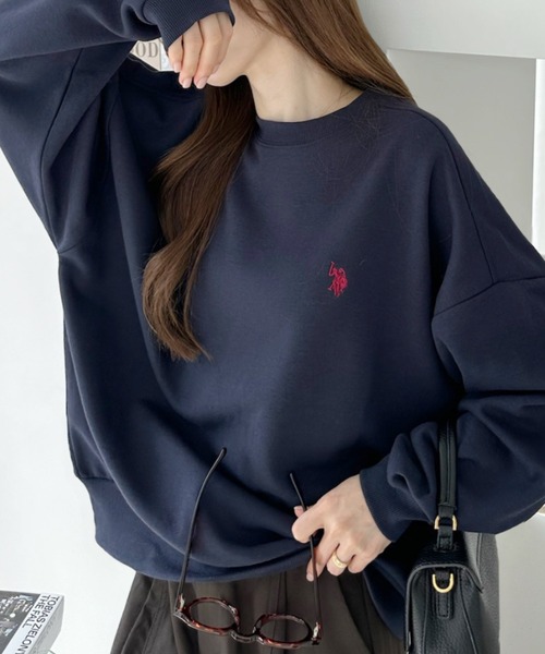 U.S. POLO ASSN.(ユーエスポロアッスン)の「【U.S. POLO ASSN. 】ダンボールニット 裾配色 リブ スウェット プルオーバー(スウェット・レディース・アイボリー/ネイビー/ピンク/杢グレー・L/M)」の8枚目の写真