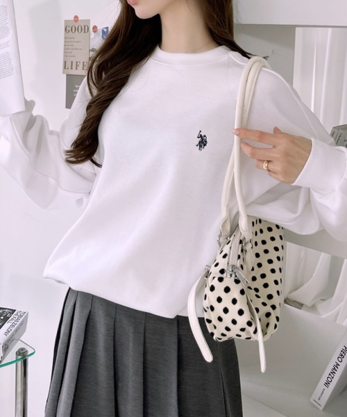 U.S. POLO ASSN.(ユーエスポロアッスン)の「【U.S. POLO ASSN. 】ダンボールニット 裾配色 リブ スウェット プルオーバー(スウェット・レディース・アイボリー/ネイビー/ピンク/杢グレー・L/M)」の20枚目の写真