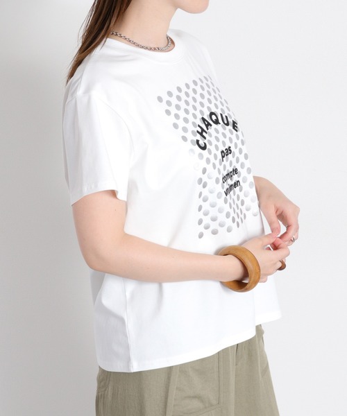cepo(セポ)の「〈接触冷感 ICE TEE〉箔ドット ロゴプリントショートスリーブTee(Tシャツ/カットソー・レディース・ブラック/オフホワイト・M)」の20枚目の写真