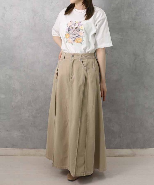 Bleu Bleuet(ブルーブルーエ)の「le petaleフラワー刺繍catTシャツ(Tシャツ/カットソー・レディース・グレー系その他/ホワイト系その他/グレー系その他2/ホワイト系その他2・FREE)」の19枚目の写真