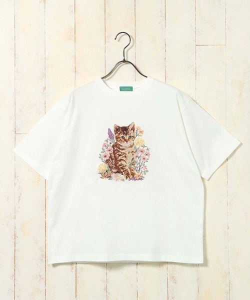 Bleu Bleuet(ブルーブルーエ)の「le petaleフラワー刺繍catTシャツ(Tシャツ/カットソー・レディース・グレー系その他/ホワイト系その他/グレー系その他2/ホワイト系その他2・FREE)」の13枚目の写真