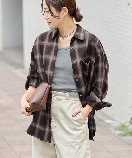 JOURNAL STANDARD(ジャーナルスタンダード)の「リヨセルチェックシャツ(シャツ/ブラウス・レディース・ブラック系その他/ブラウン・FREE)」の12枚目の写真