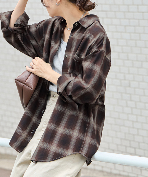JOURNAL STANDARD(ジャーナルスタンダード)の「リヨセルチェックシャツ(シャツ/ブラウス・レディース・ブラック系その他/ブラウン・FREE)」の14枚目の写真