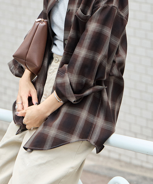 JOURNAL STANDARD(ジャーナルスタンダード)の「リヨセルチェックシャツ(シャツ/ブラウス・レディース・ブラック系その他/ブラウン・FREE)」の15枚目の写真
