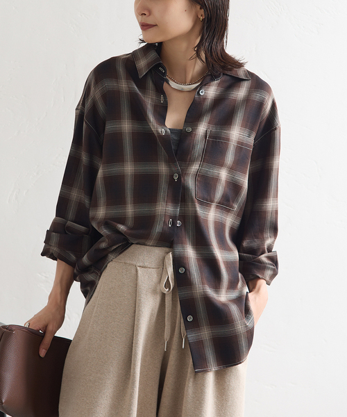 JOURNAL STANDARD(ジャーナルスタンダード)の「リヨセルチェックシャツ(シャツ/ブラウス・レディース・ブラック系その他/ブラウン・FREE)」の19枚目の写真