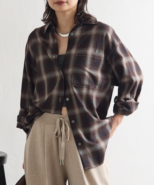 JOURNAL STANDARD(ジャーナルスタンダード)の「リヨセルチェックシャツ(シャツ/ブラウス・レディース・ブラック系その他/ブラウン・FREE)」の20枚目の写真