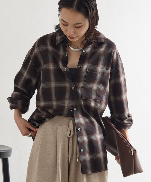 JOURNAL STANDARD(ジャーナルスタンダード)の「リヨセルチェックシャツ(シャツ/ブラウス・レディース・ブラック系その他/ブラウン・FREE)」の21枚目の写真