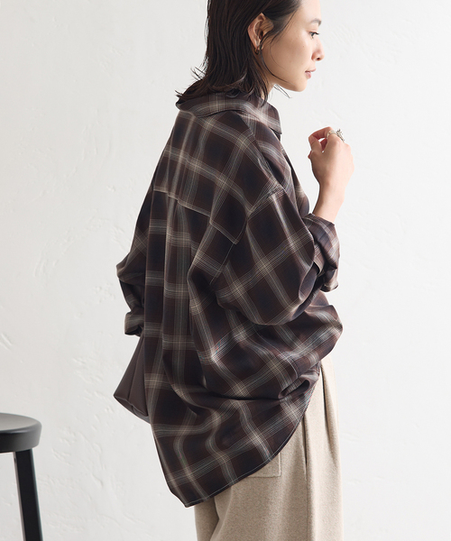 JOURNAL STANDARD(ジャーナルスタンダード)の「リヨセルチェックシャツ(シャツ/ブラウス・レディース・ブラック系その他/ブラウン・FREE)」の22枚目の写真