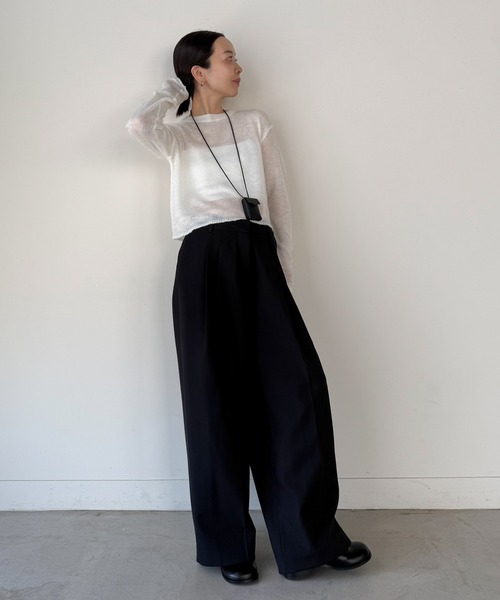 select MOCA by son(セレクトモカバイソン)の「ツータックスラックス【by SON】(スラックス・レディース・ブラック/アイボリー・LARGE/MEDIUM/SMALL)」の3枚目の写真
