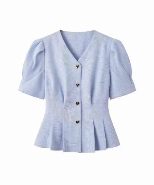 LUCPY(ラクピー)の「ペプラムVネックパフスリーブブラウス(シャツ/ブラウス・レディース・ブルー・SMALL/X-LARGE/LARGE/MEDIUM)」の5枚目の写真