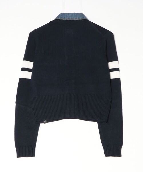 DOUBLE STANDARD CLOTHING（ダブルスタンダードクロージング）の「ドッキングデニムステッチニット（ニット/セーター・レディース・ネイビー/グレー・36/38）」の3枚目の写真