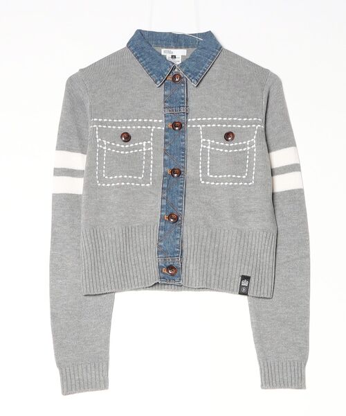 DOUBLE STANDARD CLOTHING（ダブルスタンダードクロージング）の「ドッキングデニムステッチニット（ニット/セーター・レディース・ネイビー/グレー・36/38）」の17枚目の写真