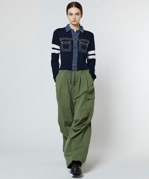 DOUBLE STANDARD CLOTHING（ダブルスタンダードクロージング）の「ドッキングデニムステッチニット（ニット/セーター・レディース・ネイビー/グレー・36/38）」の15枚目の写真