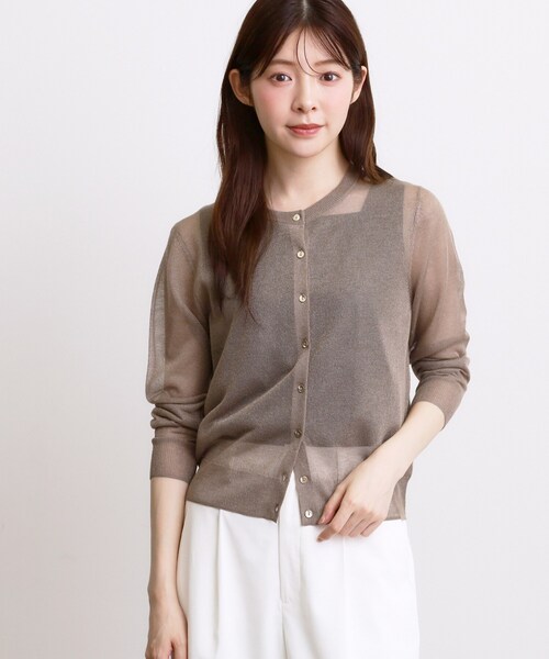 grove(グローブ)の「高評価!【洗える/名品】大人の透け感、シアーカーディガン(カーディガン/ボレロ・レディース・ブラック/ブラウン系/オフホワイト・02/01/03)」の3枚目の写真