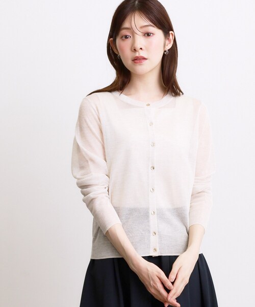 grove(グローブ)の「高評価!【洗える/名品】大人の透け感、シアーカーディガン(カーディガン/ボレロ・レディース・ブラック/ブラウン系/オフホワイト・02/01/03)」の2枚目の写真