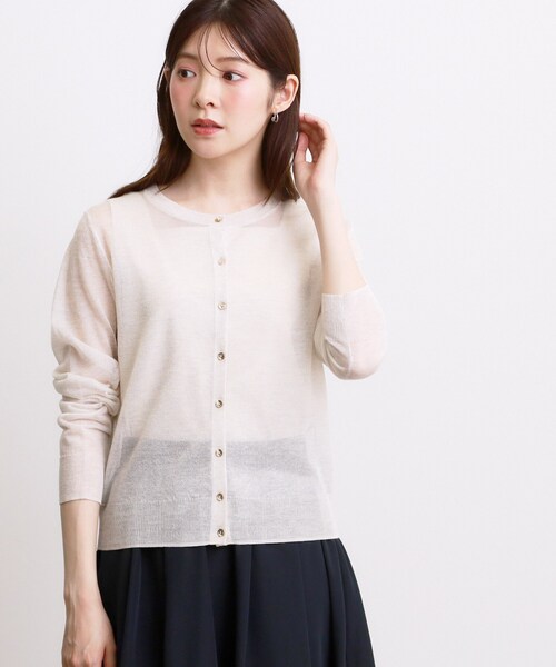 grove(グローブ)の「高評価!【洗える/名品】大人の透け感、シアーカーディガン(カーディガン/ボレロ・レディース・ブラック/ブラウン系/オフホワイト・02/01/03)」の13枚目の写真