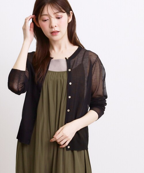 grove(グローブ)の「高評価!【洗える/名品】大人の透け感、シアーカーディガン(カーディガン/ボレロ・レディース・ブラック/ブラウン系/オフホワイト・02/01/03)」の17枚目の写真