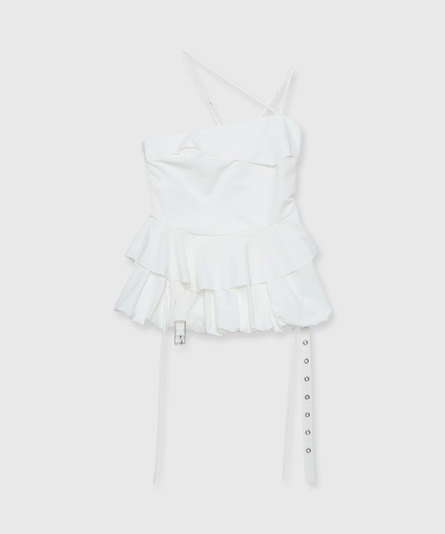 JOSE MOON(ジョゼムーン)の「ASSYMMETRY CAMI BUSTIER/アシンメトリーキャミビスチェ(その他トップス・レディース・ホワイト/ブラック・36/38)」の2枚目の写真