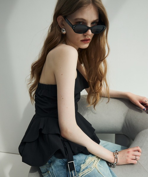 JOSE MOON(ジョゼムーン)の「ASSYMMETRY CAMI BUSTIER/アシンメトリーキャミビスチェ(その他トップス・レディース・ホワイト/ブラック・36/38)」の9枚目の写真