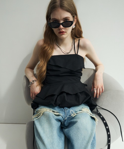 JOSE MOON(ジョゼムーン)の「ASSYMMETRY CAMI BUSTIER/アシンメトリーキャミビスチェ(その他トップス・レディース・ホワイト/ブラック・36/38)」の10枚目の写真