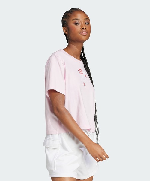adidas(アディダス)の「ミニグラフィックTシャツ / アディダス adidas(Tシャツ/カットソー・レディース・ピンク・XX-LARGE/LARGE/MEDIUM/SMALL/X-LARGE/X-SMALL)」の3枚目の写真