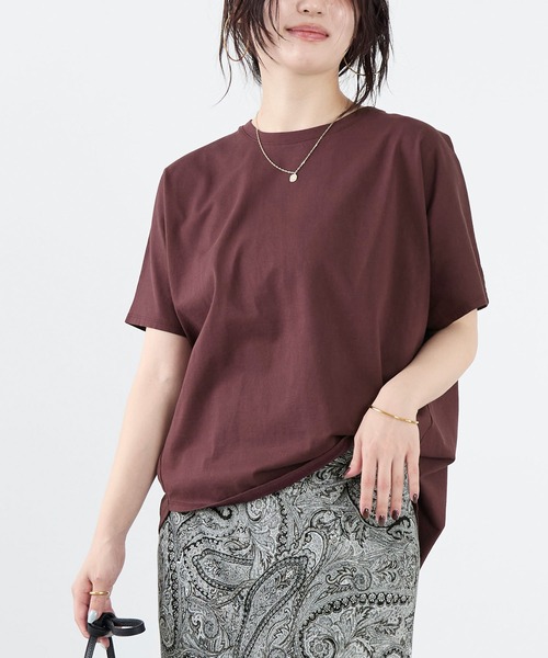 MICA&DEAL(マイカ&ディール)の「ルーズドルマンTシャツ(Tシャツ/カットソー・レディース・ワインレッド/グレイッシュベージュ/ホワイト・FREE)」の1枚目の写真