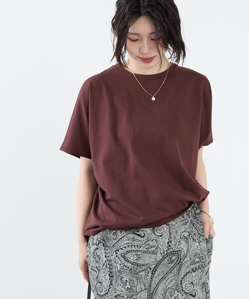 MICA&DEAL(マイカ&ディール)の「ルーズドルマンTシャツ(Tシャツ/カットソー・レディース・ワインレッド/グレイッシュベージュ/ホワイト・FREE)」の11枚目の写真