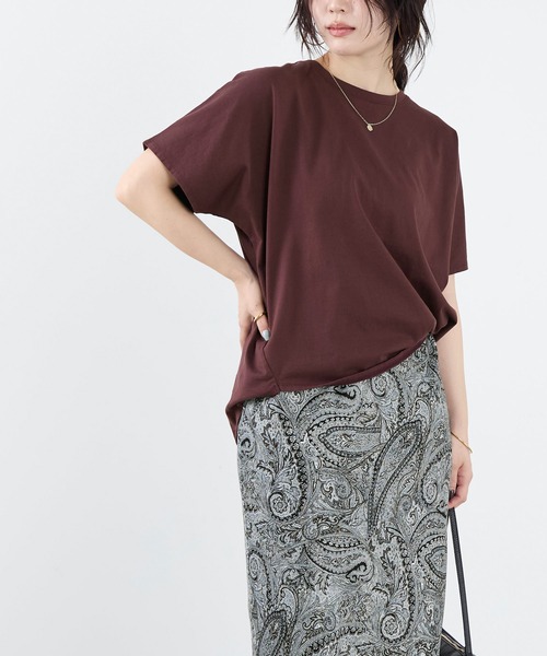 MICA&DEAL(マイカ&ディール)の「ルーズドルマンTシャツ(Tシャツ/カットソー・レディース・ワインレッド/グレイッシュベージュ/ホワイト・FREE)」の12枚目の写真