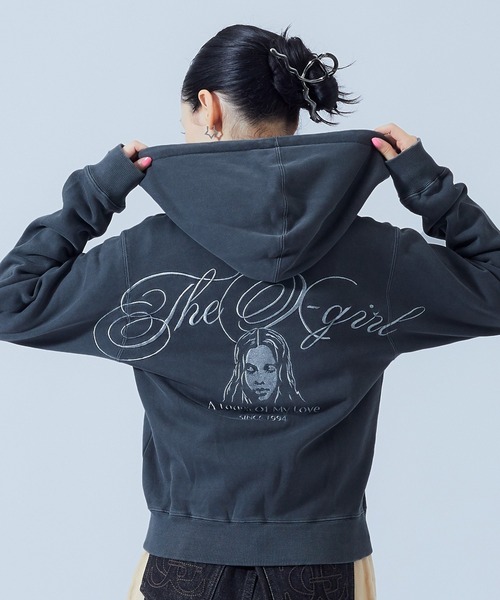 FACE AND SCRIPT LOGO COMPACT ZIP UP SWEAT HOODIE（パーカー）｜X