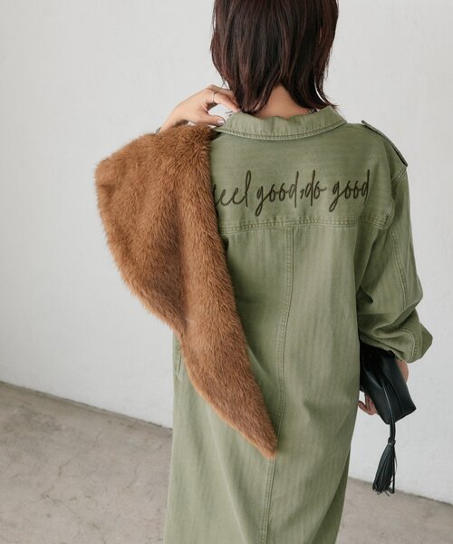 RIVE DROITE(リヴドロワ)の「【Yossshiiii企画】【A・MONN】バックロゴシャツワンピース(シャツワンピース・レディース・カーキ・38/40/36)」の1枚目の写真