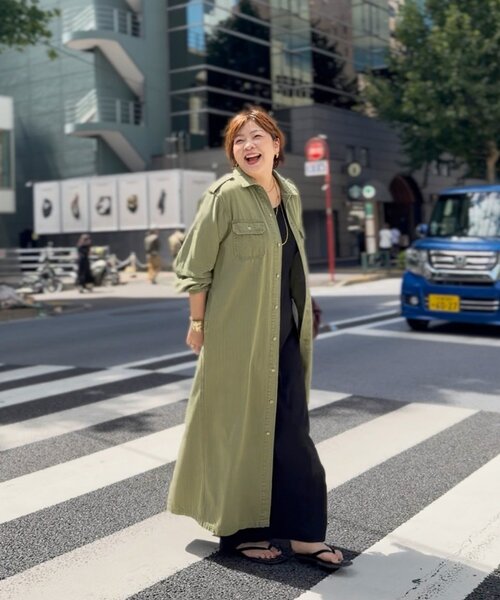 RIVE DROITE(リヴドロワ)の「【Yossshiiii企画】【A・MONN】バックロゴシャツワンピース(シャツワンピース・レディース・カーキ・38/40/36)」の3枚目の写真