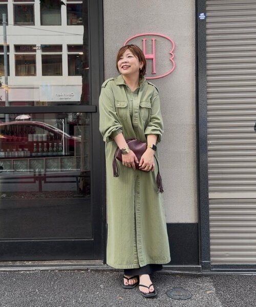 RIVE DROITE(リヴドロワ)の「【Yossshiiii企画】【A・MONN】バックロゴシャツワンピース(シャツワンピース・レディース・カーキ・38/40/36)」の6枚目の写真