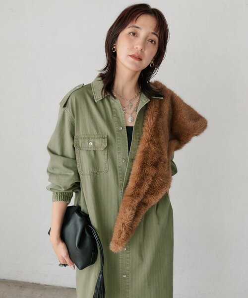 RIVE DROITE(リヴドロワ)の「【Yossshiiii企画】【A・MONN】バックロゴシャツワンピース(シャツワンピース・レディース・カーキ・38/40/36)」の13枚目の写真