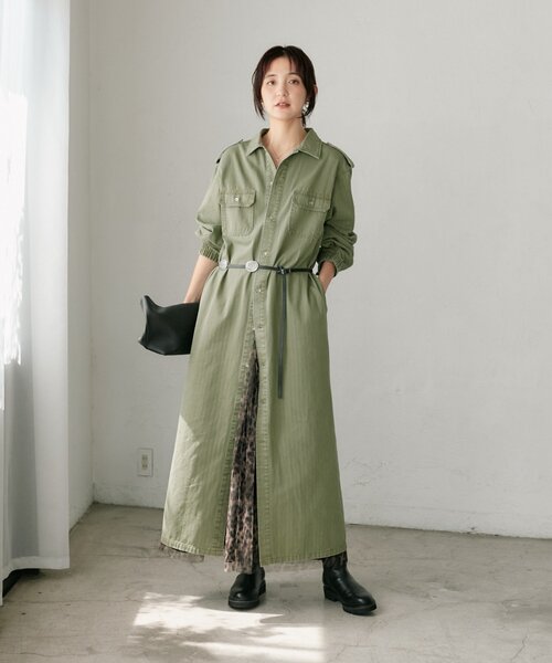 RIVE DROITE(リヴドロワ)の「【Yossshiiii企画】【A・MONN】バックロゴシャツワンピース(シャツワンピース・レディース・カーキ・38/40/36)」の22枚目の写真