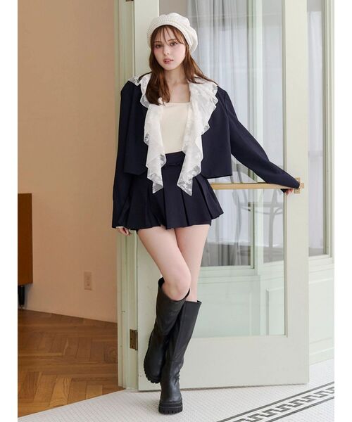 CALNAMUR(カルナムール)の「レースフリル2WAYショートジャケット(テーラードジャケット・レディース・グレー/ネイビー・FREE)」の7枚目の写真