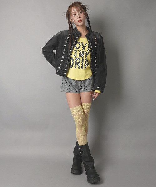 SPINNS（スピンズ）の「カラフル長袖Tシャツ/ドットロゴ/平成ギャル（Tシャツ/カットソー・レディース・ブラック/ホワイト/イエロー/ピンク・ONESIZE）」の6枚目の写真