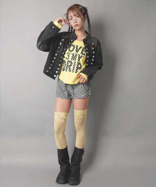 SPINNS（スピンズ）の「カラフル長袖Tシャツ/ドットロゴ/平成ギャル（Tシャツ/カットソー・レディース・ブラック/ホワイト/イエロー/ピンク・ONESIZE）」の7枚目の写真