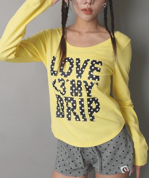 SPINNS（スピンズ）の「カラフル長袖Tシャツ/ドットロゴ/平成ギャル（Tシャツ/カットソー・レディース・ブラック/ホワイト/イエロー/ピンク・ONESIZE）」の19枚目の写真