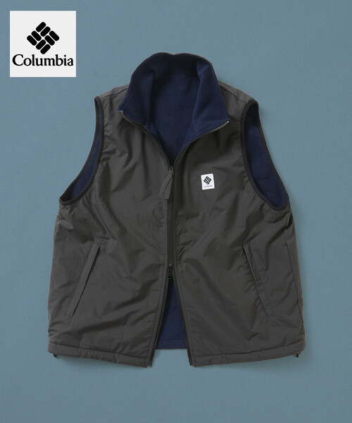 Columbia(コロンビア)の「限定展開 Columbia×FREAK'S STORE 別注 インペリアルパーク ワンポイントロゴ リバーシブル ベスト(ブルゾン・メンズ・ブラック/チャコールグレー/ベージュ・MEDIUM/LARGE/X-LARGE/SMALL)」の2枚目の写真