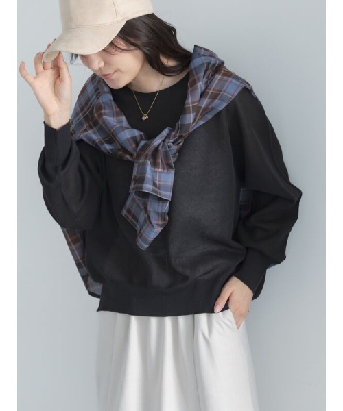 Te chichi（テチチ）の「リネン混ダブルジャガードクルーネックプルオーバー（ニット/セーター・レディース・ブラック/ブラウン/レッド・F）」の2枚目の写真