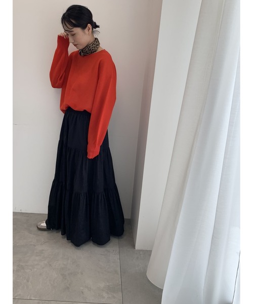 Te chichi（テチチ）の「リネン混ダブルジャガードクルーネックプルオーバー（ニット/セーター・レディース・ブラック/ブラウン/レッド・F）」の19枚目の写真