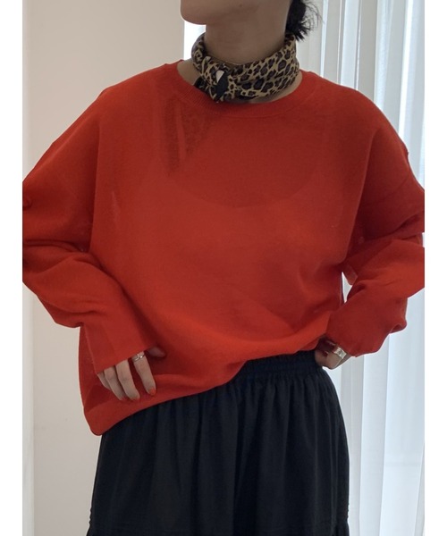 Te chichi（テチチ）の「リネン混ダブルジャガードクルーネックプルオーバー（ニット/セーター・レディース・ブラック/ブラウン/レッド・F）」の13枚目の写真