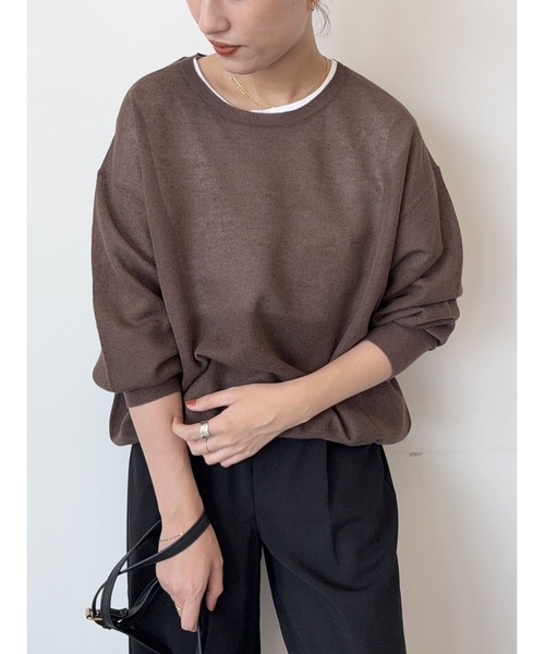 Te chichi（テチチ）の「リネン混ダブルジャガードクルーネックプルオーバー（ニット/セーター・レディース・ブラック/ブラウン/レッド・F）」の11枚目の写真