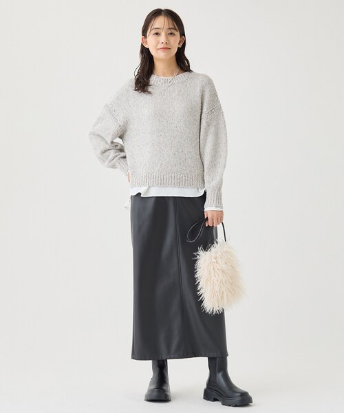 INDIVI(インディヴィ)の「【コットン混/ミックスカラー】カールヤーン パフスリーブニット(ニット/セーター・レディース・ネイビー系3/ライトグレー系3/ホワイト系6・05/38/34/15 /13)」の11枚目の写真