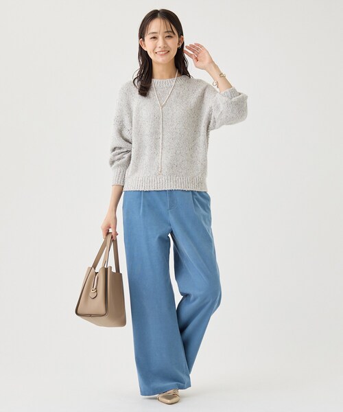 INDIVI(インディヴィ)の「【コットン混/ミックスカラー】カールヤーン パフスリーブニット(ニット/セーター・レディース・ネイビー系3/ライトグレー系3/ホワイト系6・05/38/34/15 /13)」の12枚目の写真