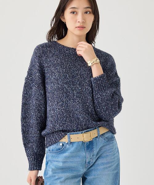 INDIVI(インディヴィ)の「【コットン混/ミックスカラー】カールヤーン パフスリーブニット(ニット/セーター・レディース・ネイビー系3/ライトグレー系3/ホワイト系6・05/38/34/15 /13)」の14枚目の写真
