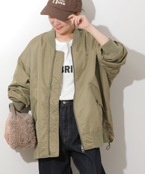 JOURNAL STANDARD relume(ジャーナルスタンダード レリューム)の「ナイロン中綿MA-1ブルゾン(MA-1・レディース・ネイビー/カーキ・38/36)」の1枚目の写真