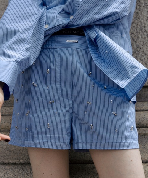 JOSE MOON(ジョゼムーン)の「LOUNGE SHORT PANTS with BIJOU/ラウンジショートパンツwithビジュー(その他パンツ・レディース・ブルー系その他/ホワイト・FREE)」の12枚目の写真